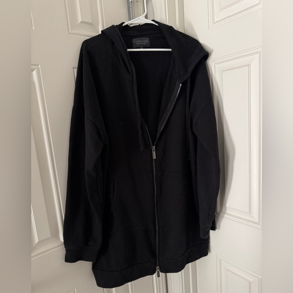 Foxblood Goth Black Double Zip Women's Oversized Hoodie Coat Outerwear - Picture 3 of 6